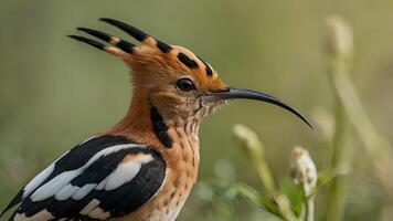 Eurasian Hoopoe Bird With Prey In Its Beak photo