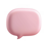 3d icon of a pink speech bubble chat online with glossy finish, ideal for adding text or icons, on a isolated transparent background png