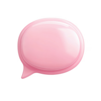3d icon of a pink speech bubble chat online with glossy finish, ideal for adding text or icons, on a isolated transparent background png