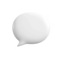 Customizable white speech bubble in 3d, floating on a clear background for personalized text or message png
