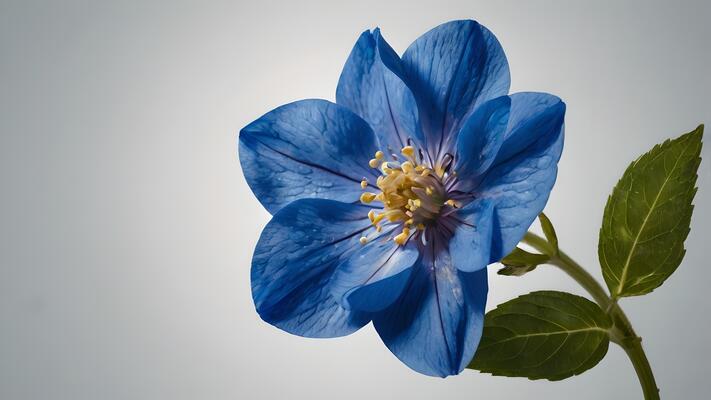 Vibrant Blue Flower Isolated on Soft Grey Background