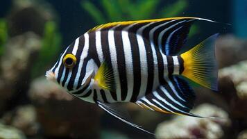 Zebra Angelfish Portrait in Aquarium Tank photo