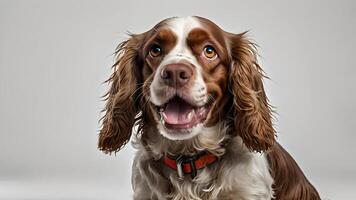 Happy English Cocker Spaniel Puppy Portrait photo