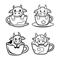 Bovine Bliss in a Coffee Cup vector
