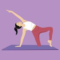 yoga pose side plank with tree pose vector