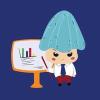 Worker mushroom with grumpy face vector