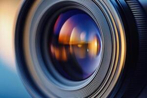 A close up of a camera lens photo
