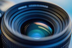 A close up of a camera lens photo