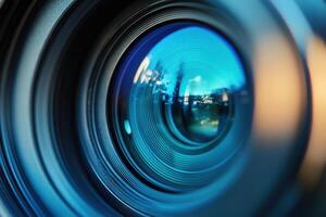 A close up of a camera lens photo