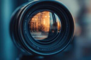 A close up of a camera lens photo