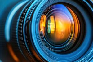 A close up of a camera lens photo
