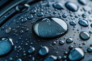 Water droplets on a black surface photo