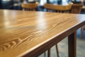 A table with wooden chairs and a wooden table photo