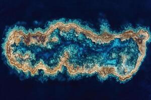 Aerial view of a vibrant coral reef formation. photo