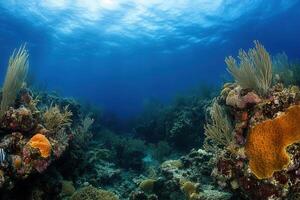 Underwater coral reef with vibrant marine life. photo