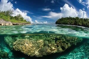 Underwater scene showcasing vibrant coral and clear water. photo
