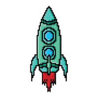 Pixel art spaceship design vector