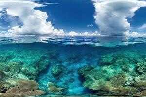 Underwater scene showcasing coral reefs and clear water. photo