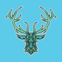 deer head illustration desing. Design for digital print and coloring book vector