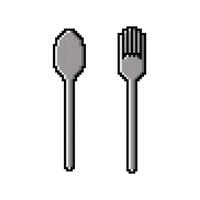 Pixel art spoon and fork design vector