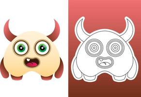 illustration monster design kawaii. Design for digital print and coloring book vector
