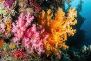 Vibrant coral formations in an underwater ecosystem. photo