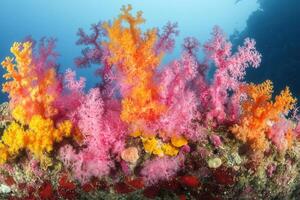 Vibrant coral reef showcasing diverse marine life. photo