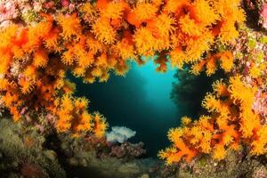 Vibrant coral reef showcasing marine biodiversity. photo