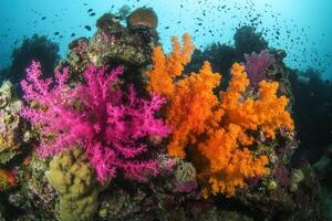 Vibrant coral formations in a marine ecosystem. photo