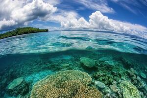 Vibrant underwater scene showcasing coral and clear waters. photo