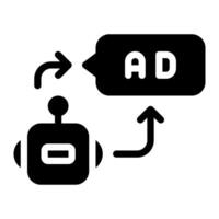 marketing automation with bot glyph icon vector