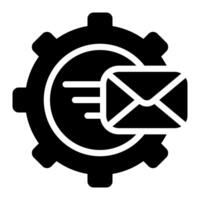 marketing automation with send mail glyph icon vector