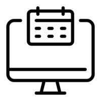 computer with schedule outline icon vector