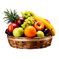 Tropical Fruit Basket with Pineapple and Mango Design, Isolated png