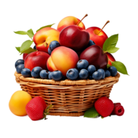 Picnic-Style Fruit Basket Realistic Illustration in Format png