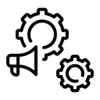 marketing automation with megaphone and settings outline icon vector