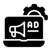 marketing automation and settings glyph icon vector