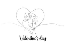 Hand Drawn Romantic Scene in Heart Shape for Valentines vector