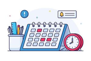 Cartoon schedule calendar clock illustration vector
