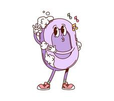 Cartoon groovy soap bar washing retro character vector