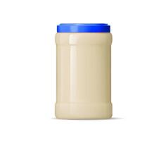 Mayonnaise sauce glass package, realistic jar vector