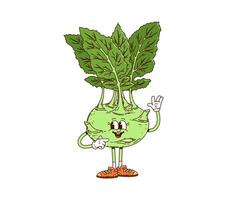 Cartoon kohlrabi cabbage vegetable character vector