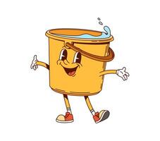 Groovy bucket household retro character with water vector
