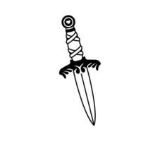 Y2k tattoo dagger with a wrapped hilt and heart vector