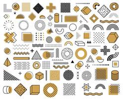Memphis geometric shapes and graphic elements vector