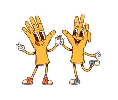 Groovy gloves characters ready to protect hands vector