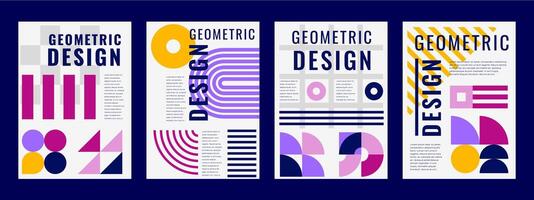 Modern posters with abstract geometric patterns vector