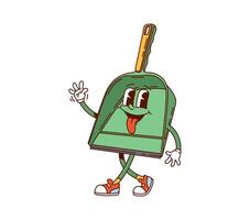 Groovy dustpan cartoon household retro character vector