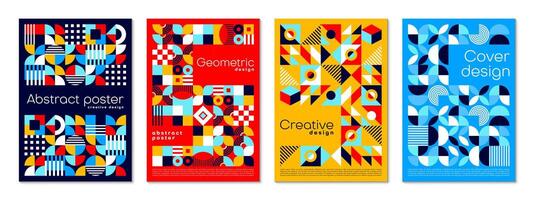 Abstract modern geometric Bauhaus posters set vector