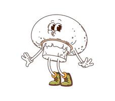 Cartoon groovy champignon vegetable character vector